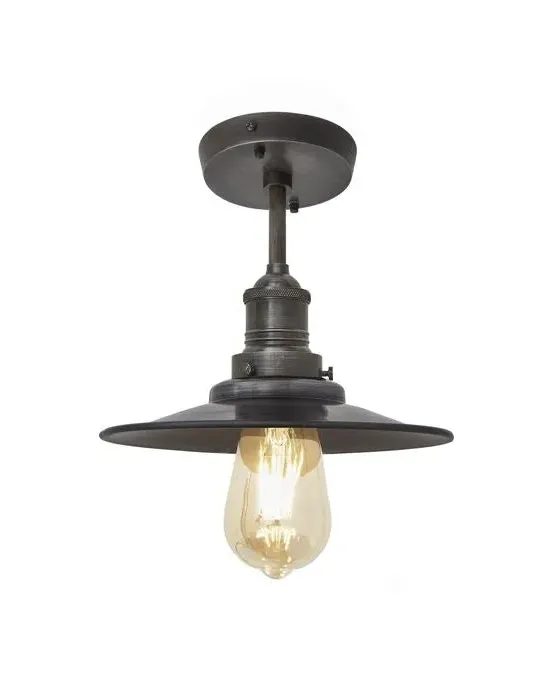Small Flush Ceiling Light - Pewter, Metal image