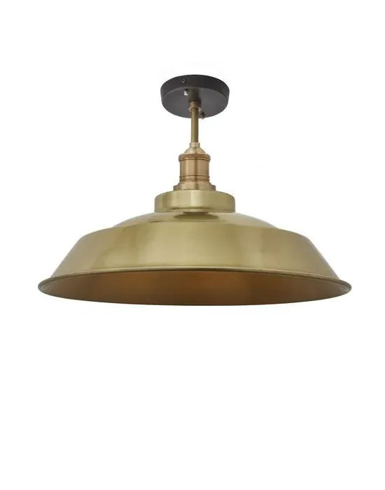 Small Flush Ceiling Light Step Shade - Pewter, Metal