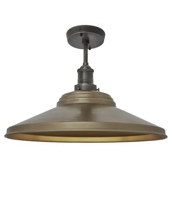 Small Flush Ceiling Light Step Shade - Pewter, Metal