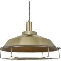 Step Pendant Light with Cage - Brass, Metal