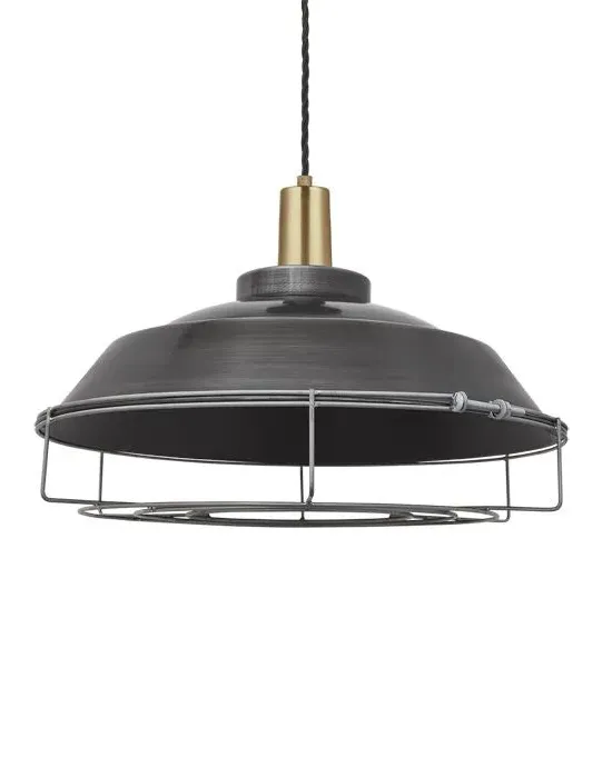 Step Pendant Light with Cage - Dark Pewter, Metal