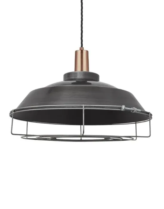 Step Pendant Light with Cage - Pewter, Metal