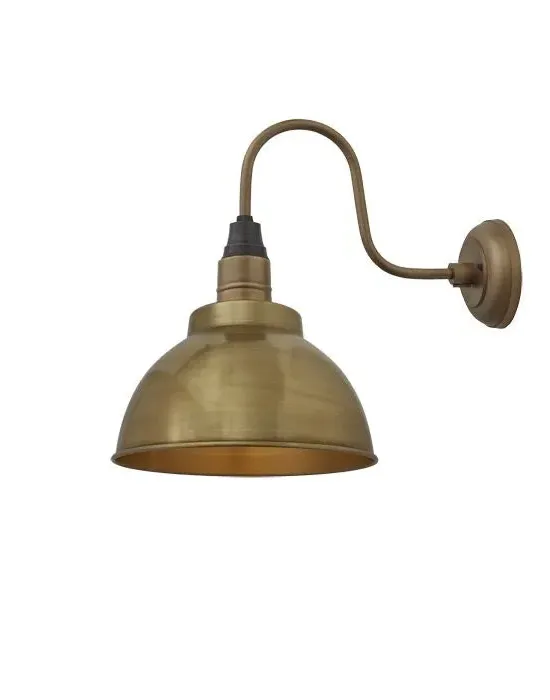 Swan Neck Wall Sconce with Dome - Brass, Metal