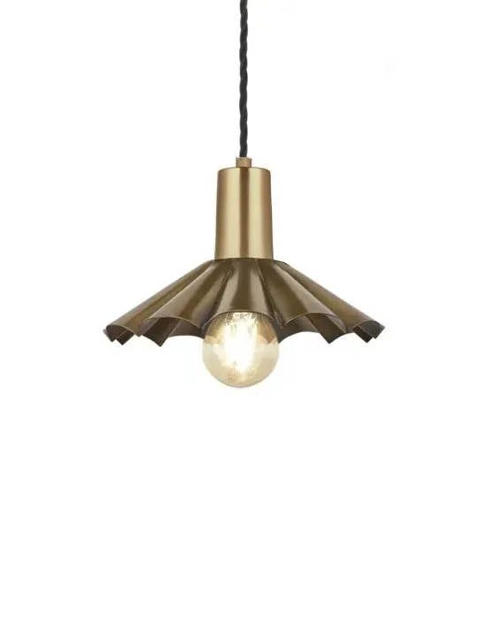 Umbrella Pendant Light with Fluted Shade - Pewter, Metal