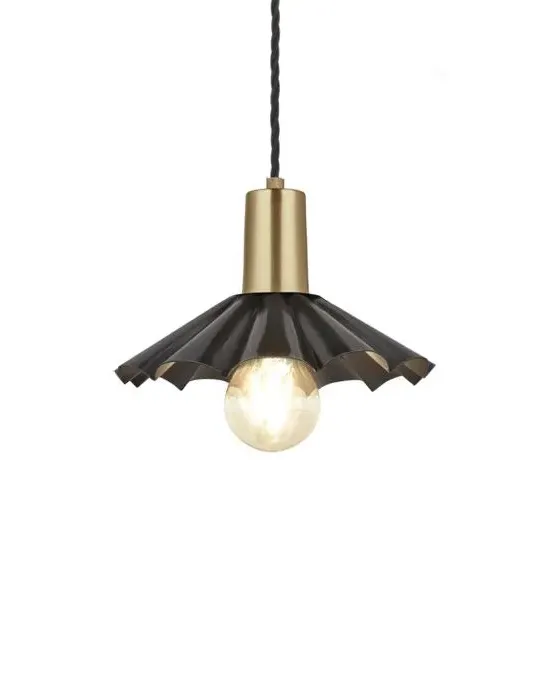 Umbrella Pendant Light with Fluted Shade - Pewter, Metal