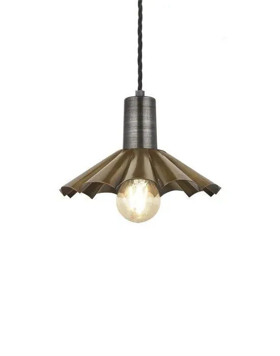 Umbrella Pendant Light with Fluted Shade - Pewter, Metal