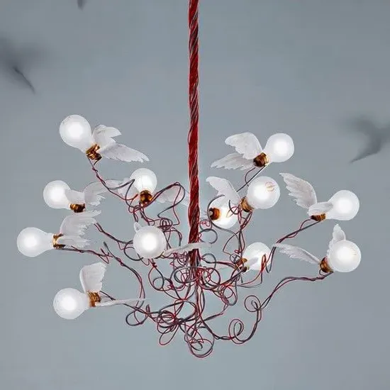 Bird Chandelier with Multiple Lights - Feather