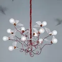 Bird Chandelier with Red Cable - Feather