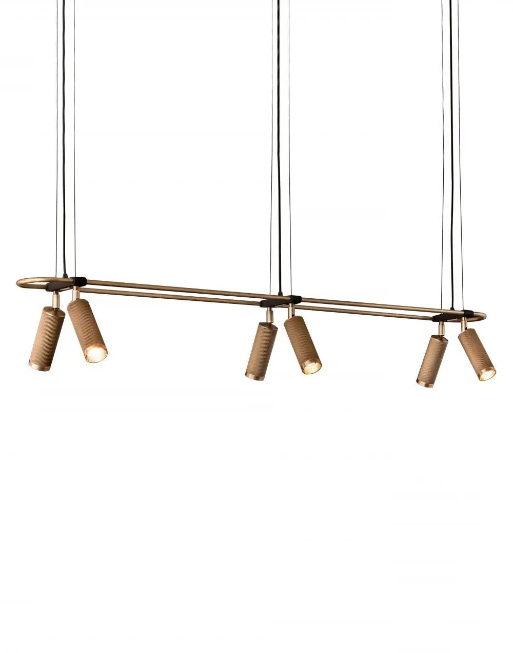 8-Spot Pendant Light System - Brass, Wire Mount