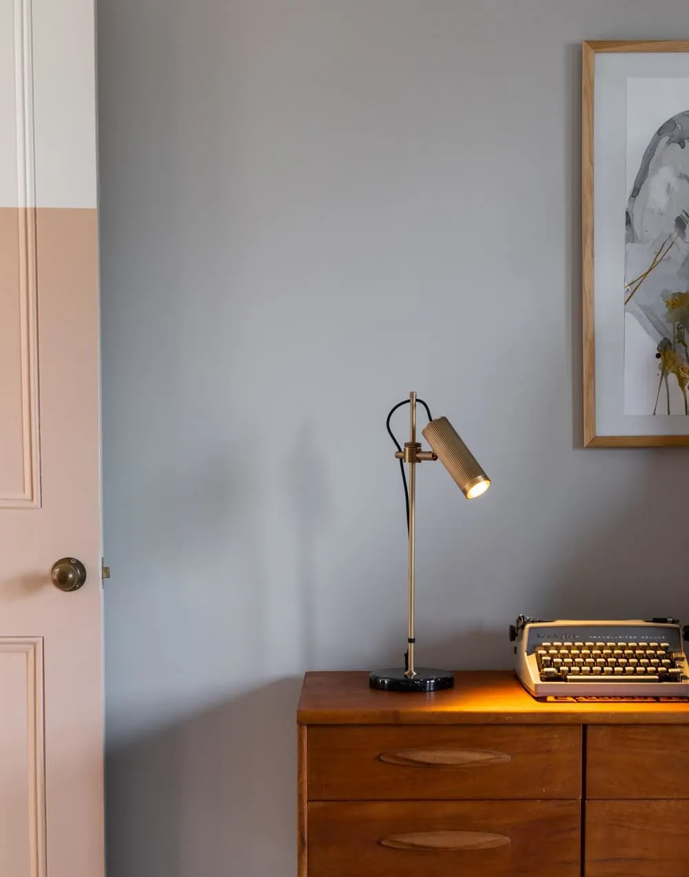 Desk Table Lamp with Marble Base - Brass