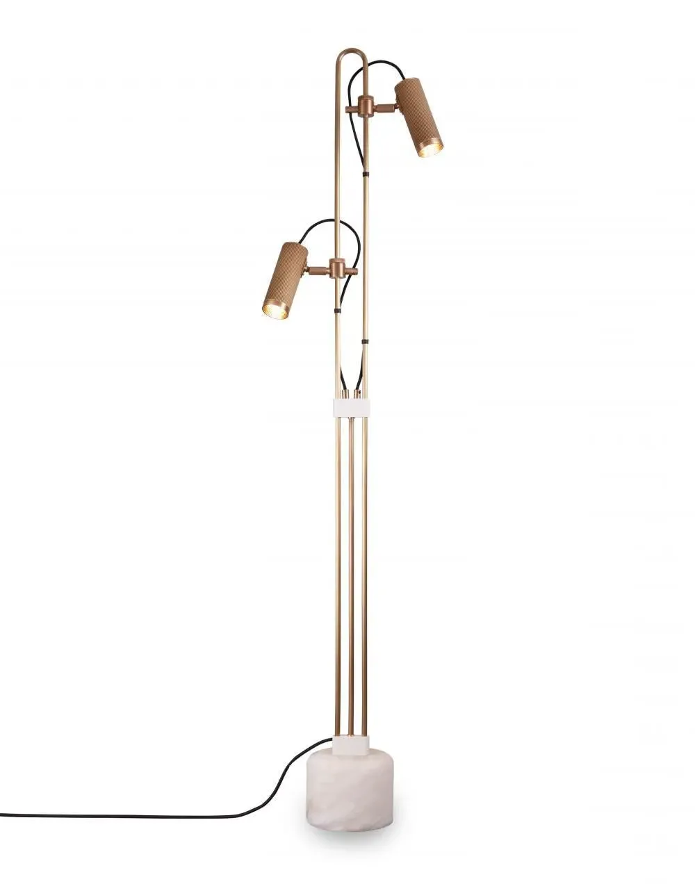 Floor Lamp with Marble Base - Brass