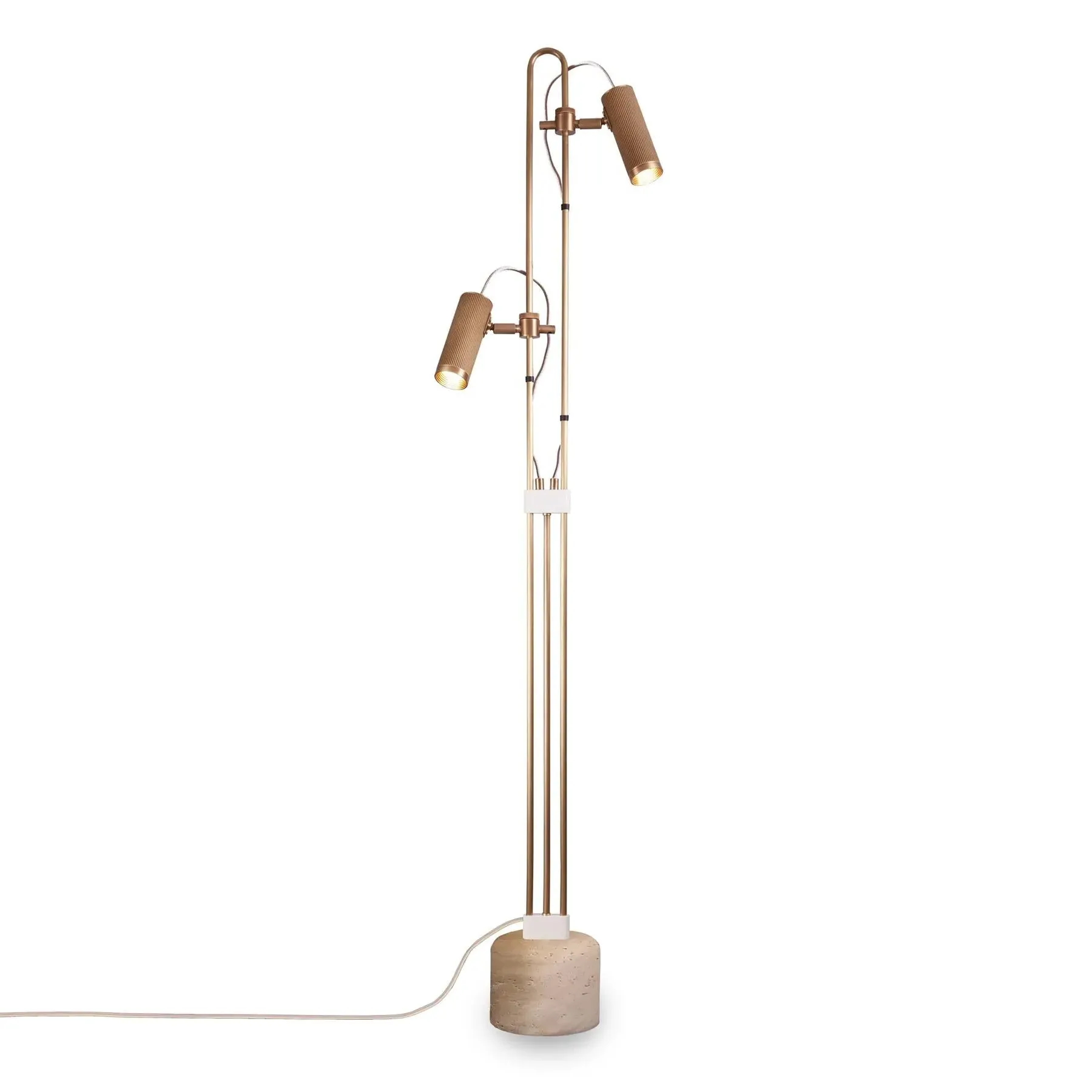 Floor Lamp with Marble Base - Brass