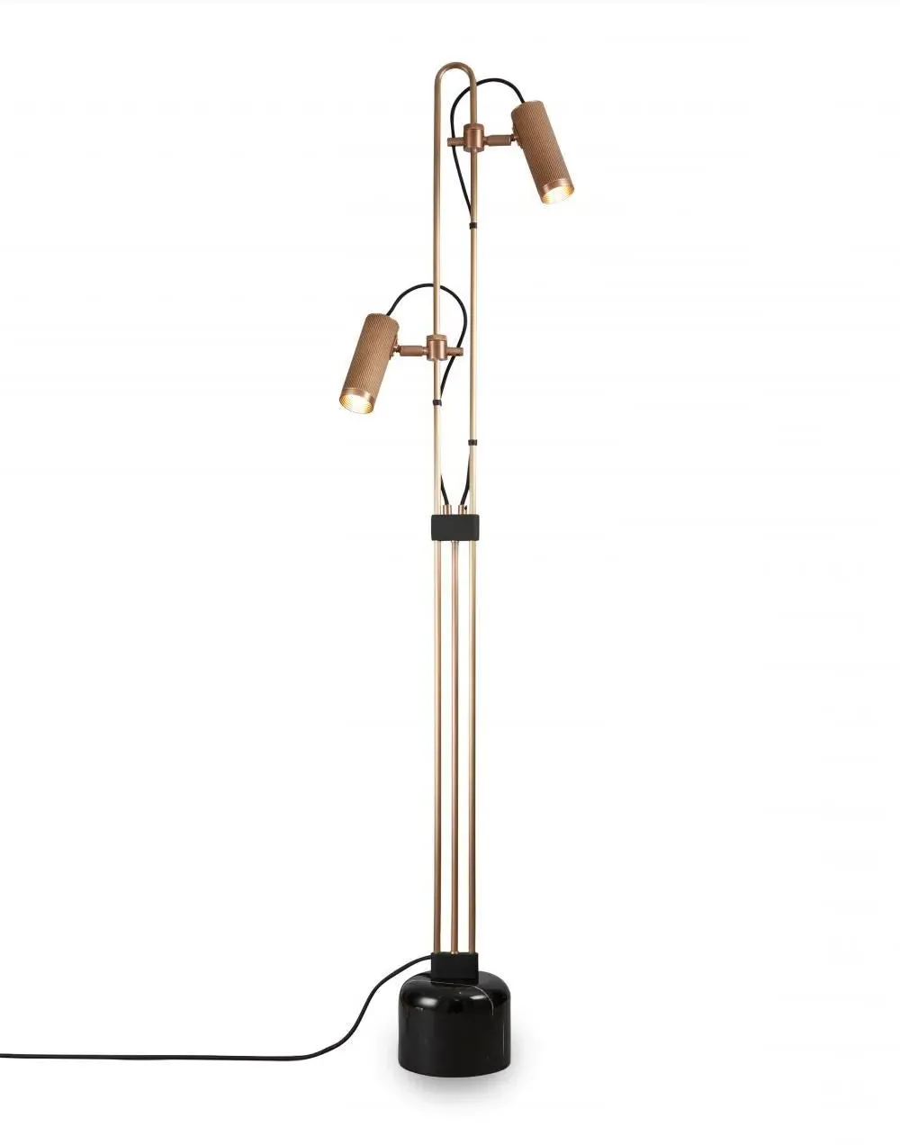 Floor Lamp with Marble Base - Brass