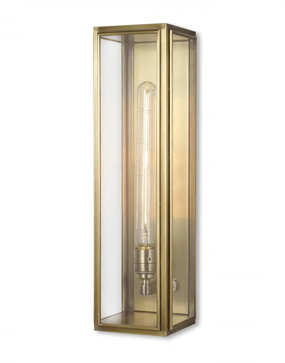 Large Wall Light with Clear Glass - Antique Brass image