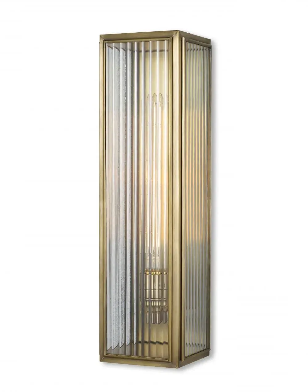 Large Wall Light with Reeded Glass - Antique Brass image