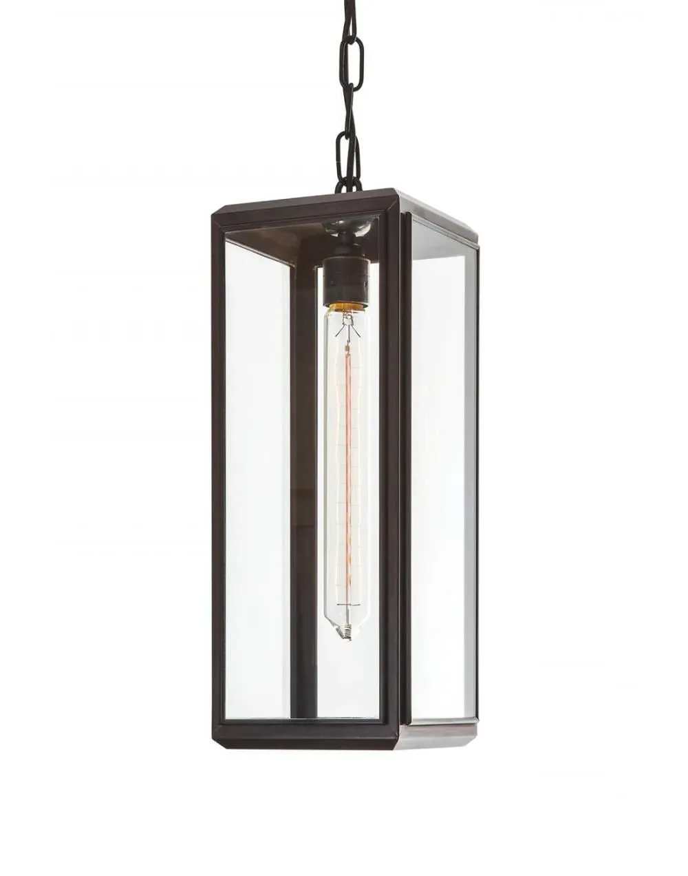 Short Pendant Light with Reeded Glass - Bronze