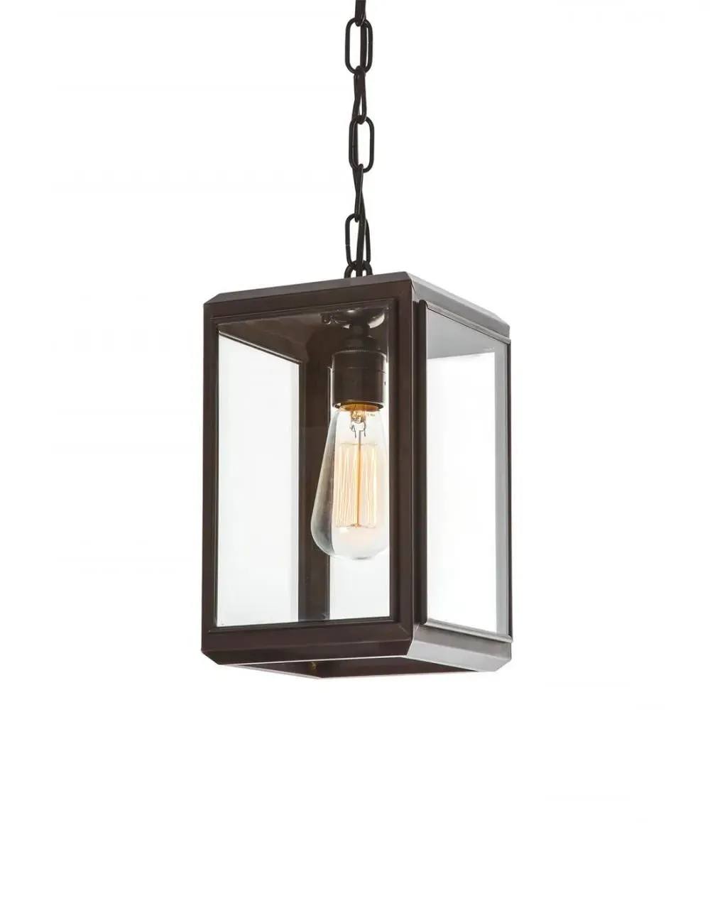Short Pendant Light with Reeded Glass - Bronze