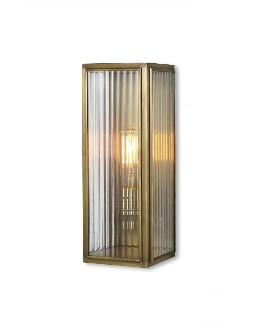 Small Wall Light with Reeded Glass - Antique Brass