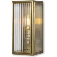 Small Wall Light with Reeded Glass - Antique Brass