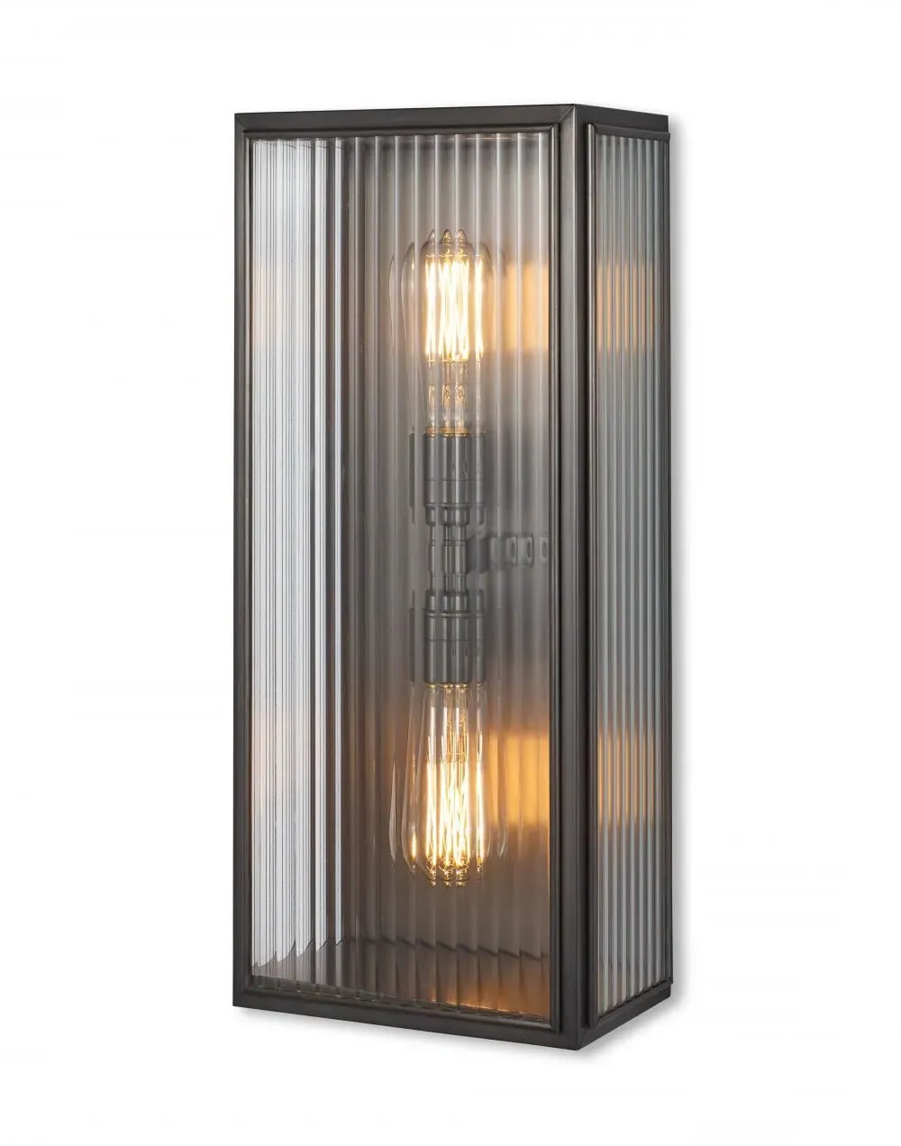 Small Wall Light with Reeded Glass - Antique Brass