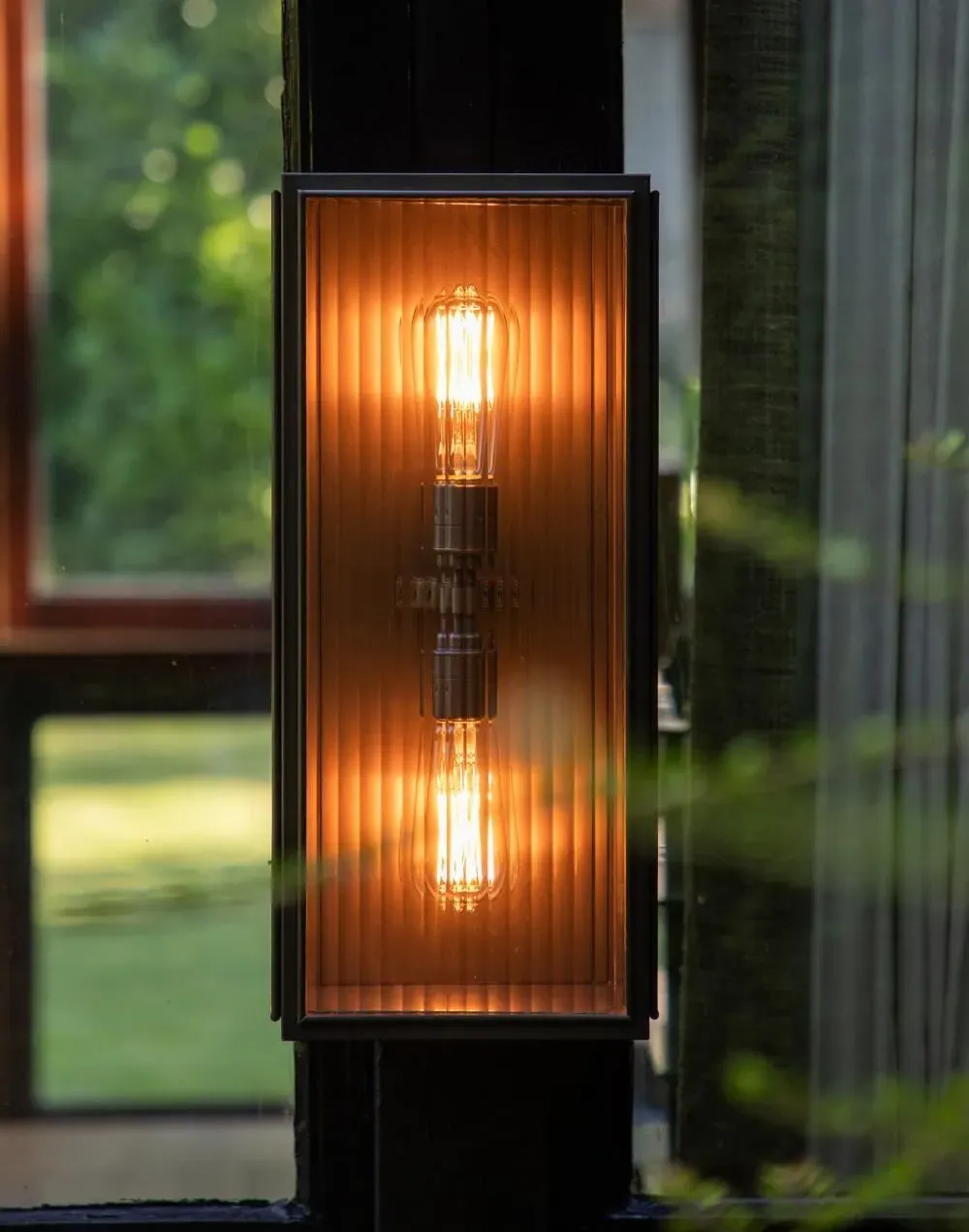 Small Wall Light with Reeded Glass - Antique Brass