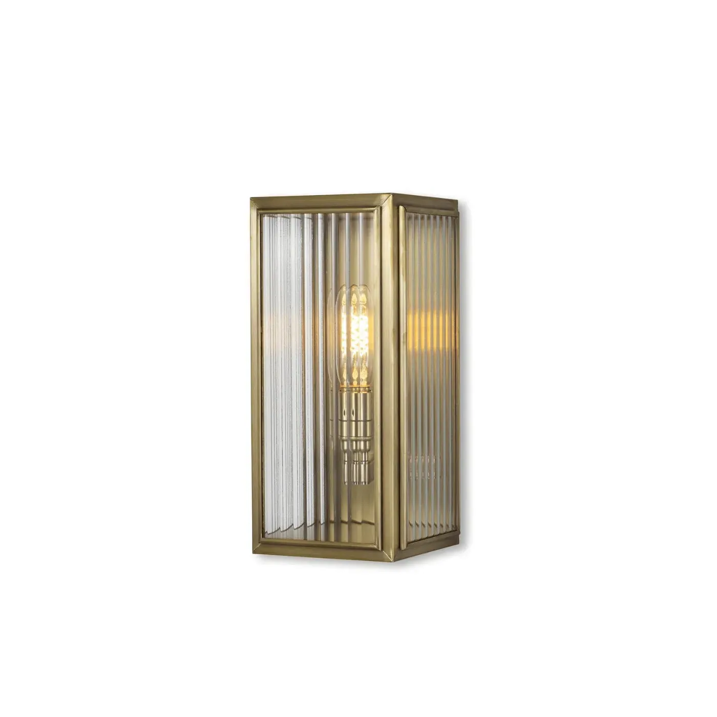 Small Wall Light with Reeded Glass - Brass