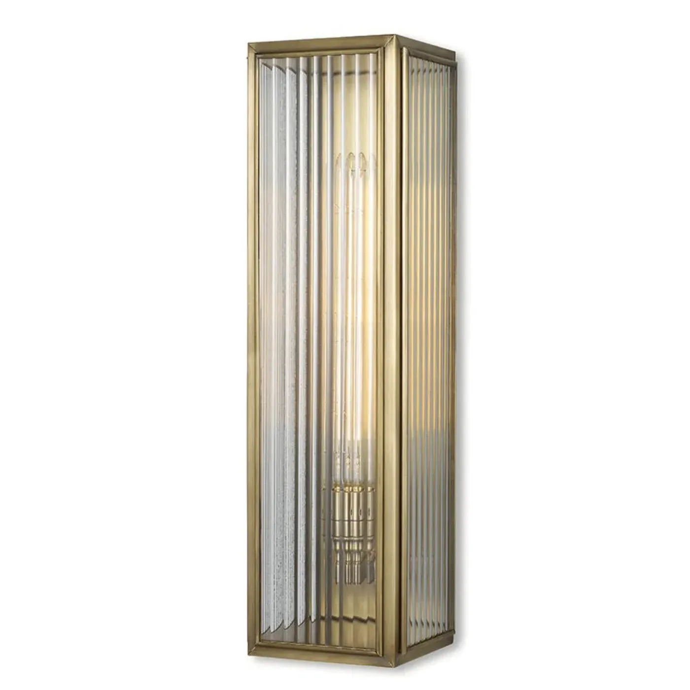 Small Wall Light with Reeded Glass - Bronze