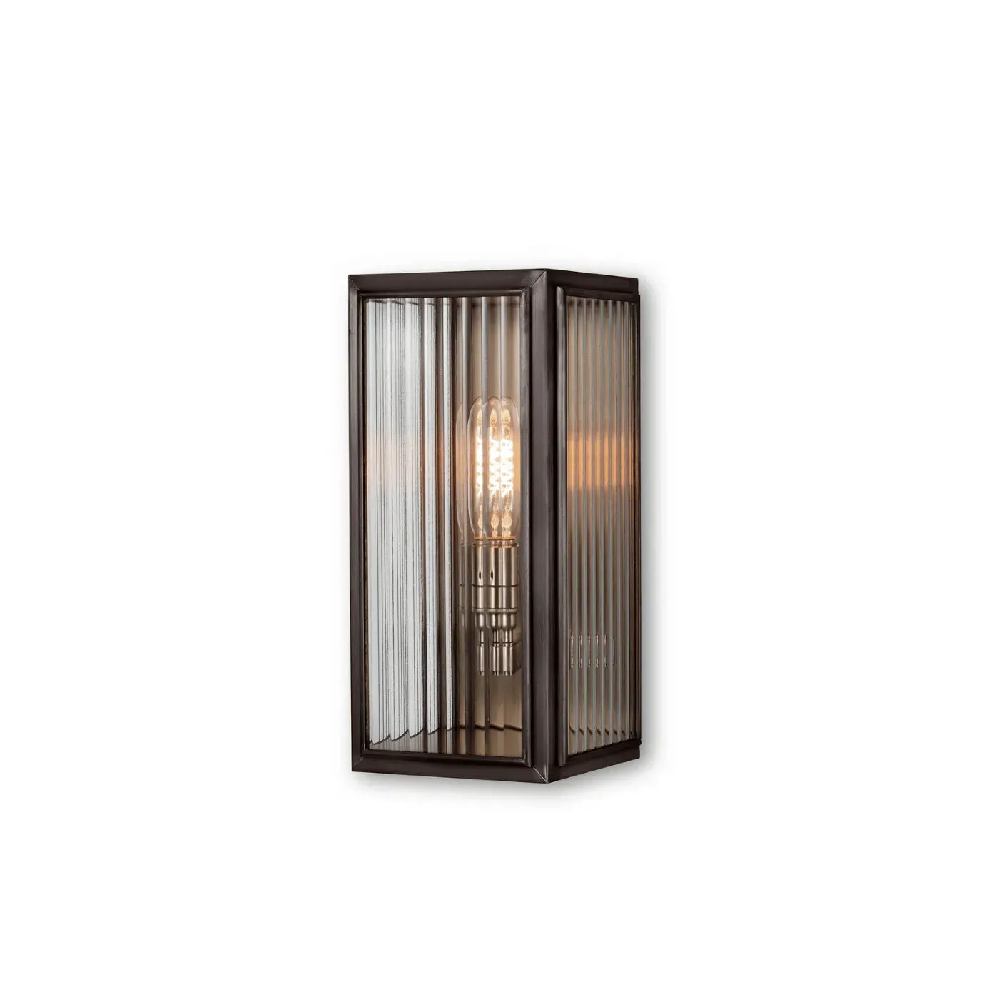 Small Wall Light with Reeded Glass - Bronze