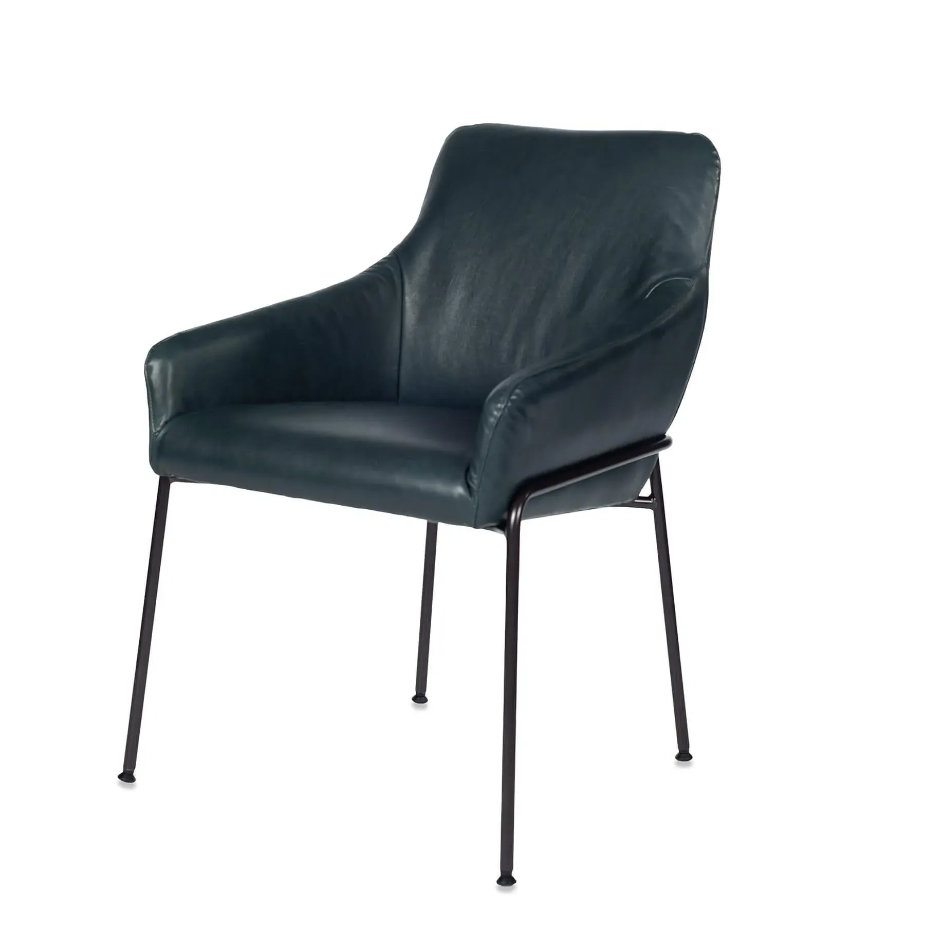 Dining Chair with Arms - Navy, Leather