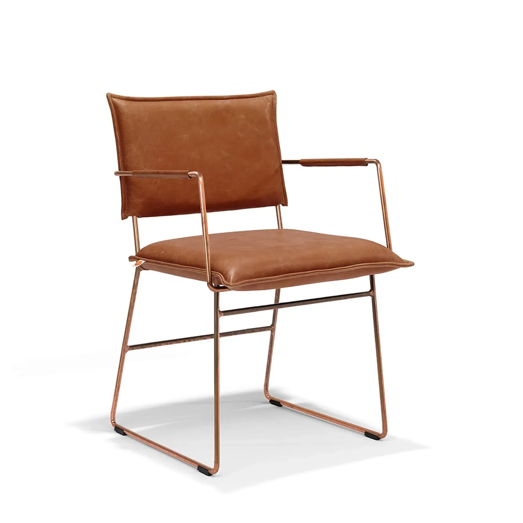 Dining Chair with Arms - Tan, Leather