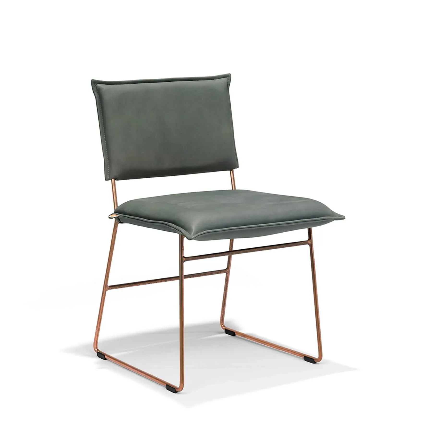Dining Chair without Arms - Olive, Leather image