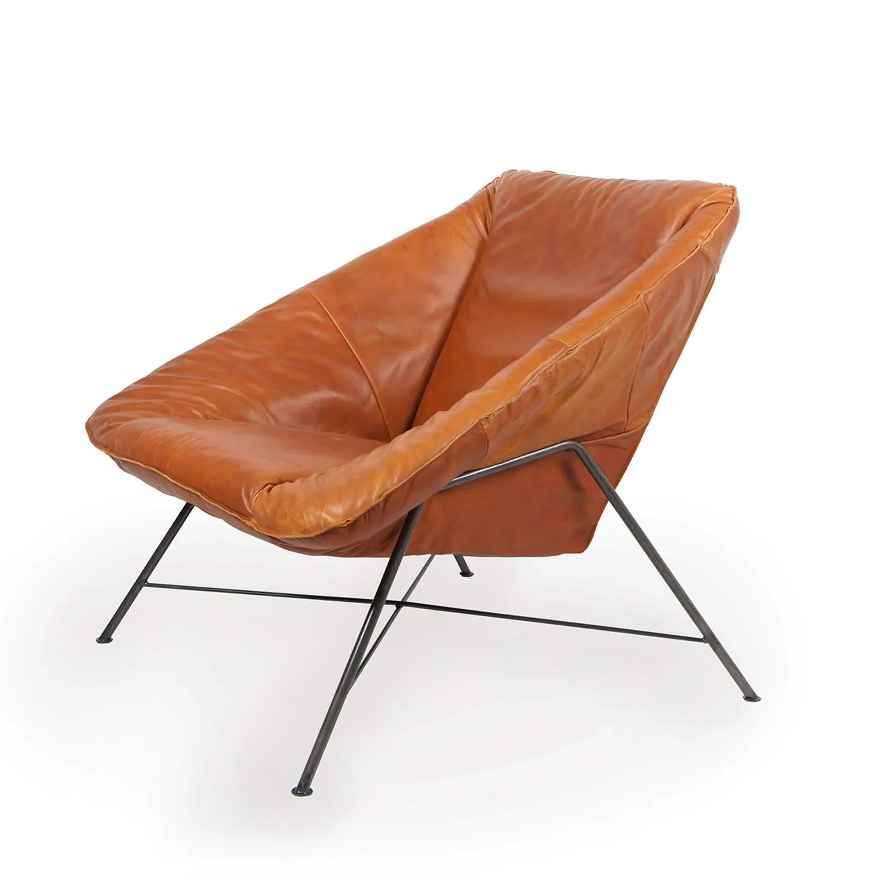 Lounge Chair with Arms - Cognac, Leather