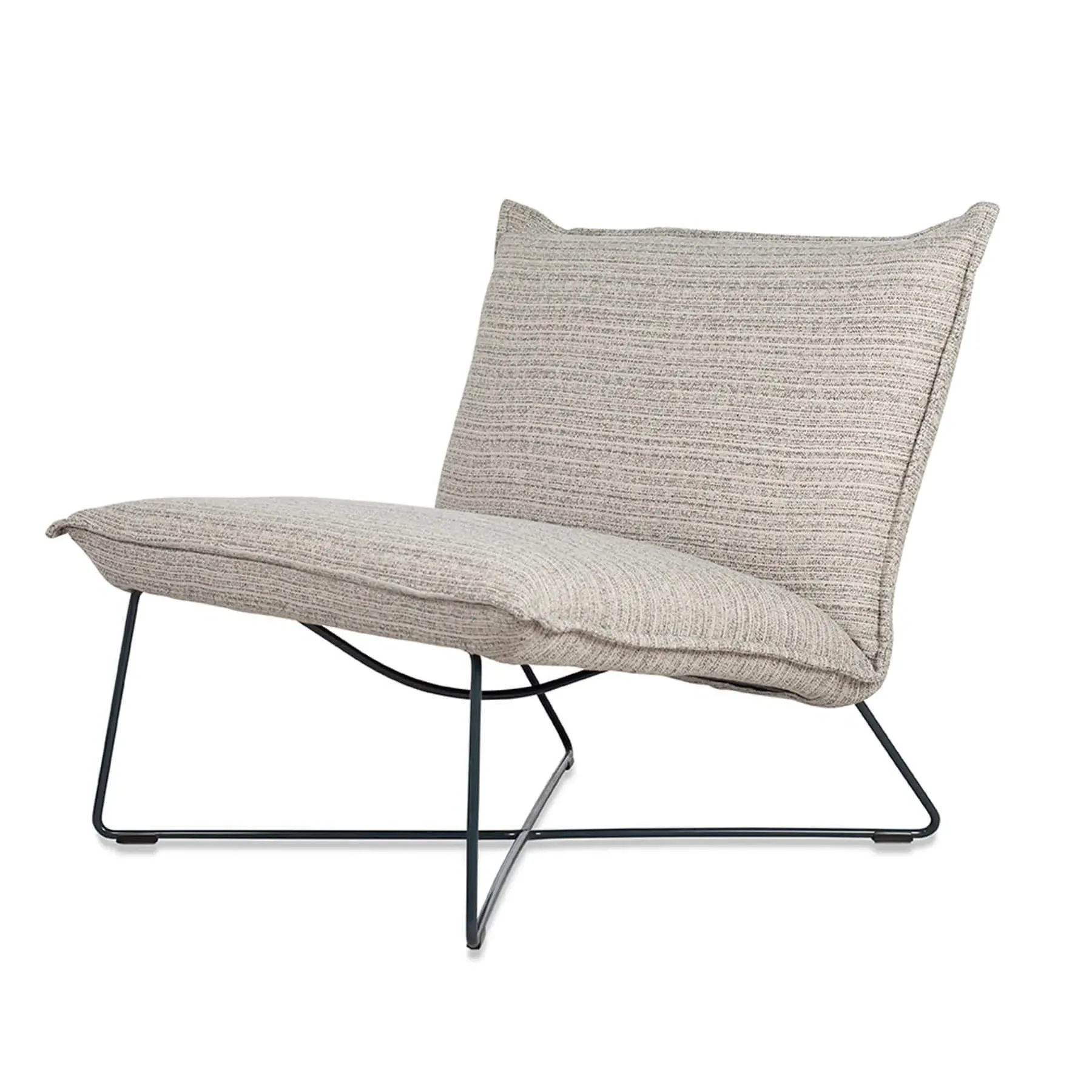 Low Garden Lounge Chair with Steel Frame - Grey, Fabric image