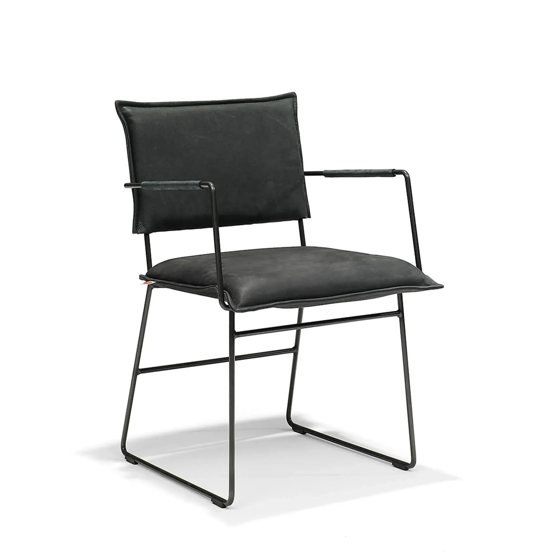 Norman Chair with Arms - Black, Leather