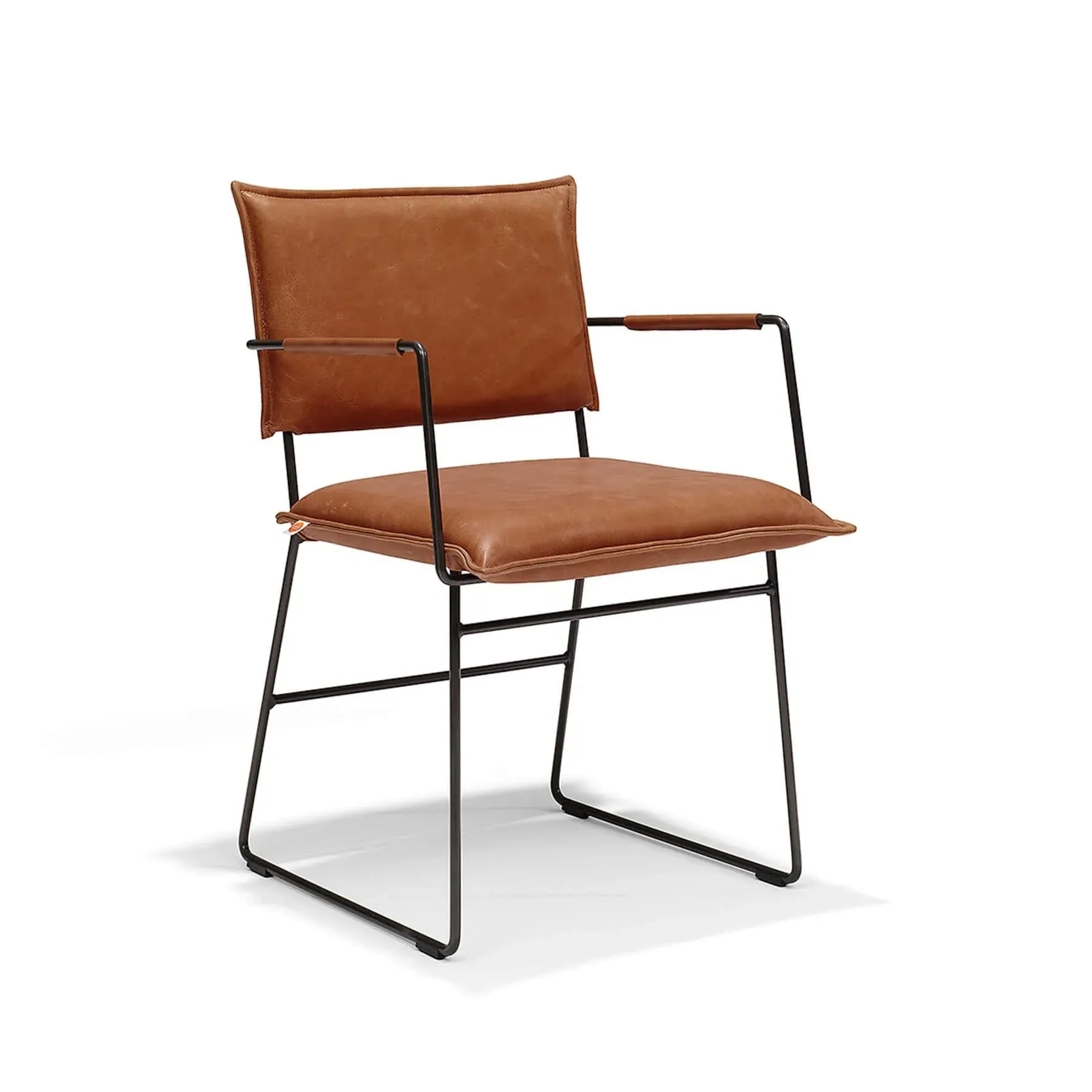 Norman Chair with Arms - Tan, Leather