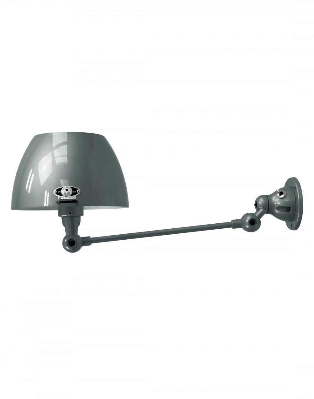Adjustable Wall Light with Curved Shade - Grey