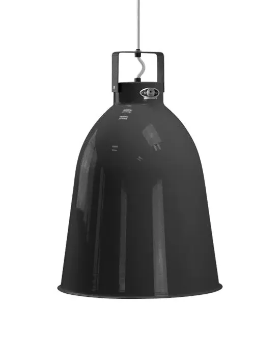 Large Pendant Light with Bell Shade - Black, Aluminium
