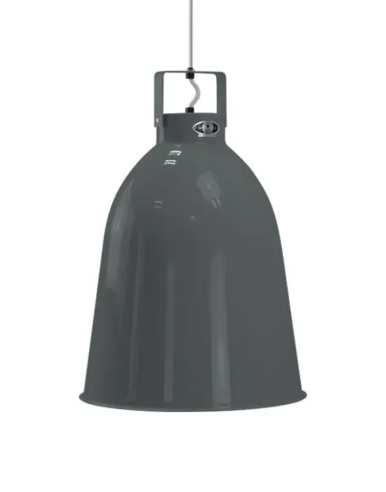 Large Pendant Light with Bell Shade - Grey, Aluminium