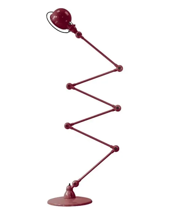 Six Arm Floor Lamp - Burgundy, Gloss Steel image