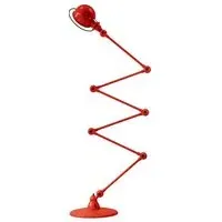 Six Arm Floor Lamp - Red, Gloss Steel