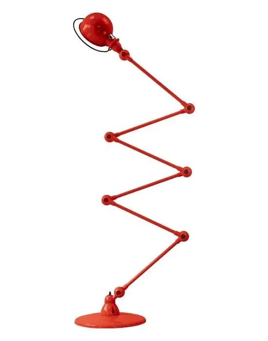 Six Arm Floor Lamp - Red, Gloss Steel image