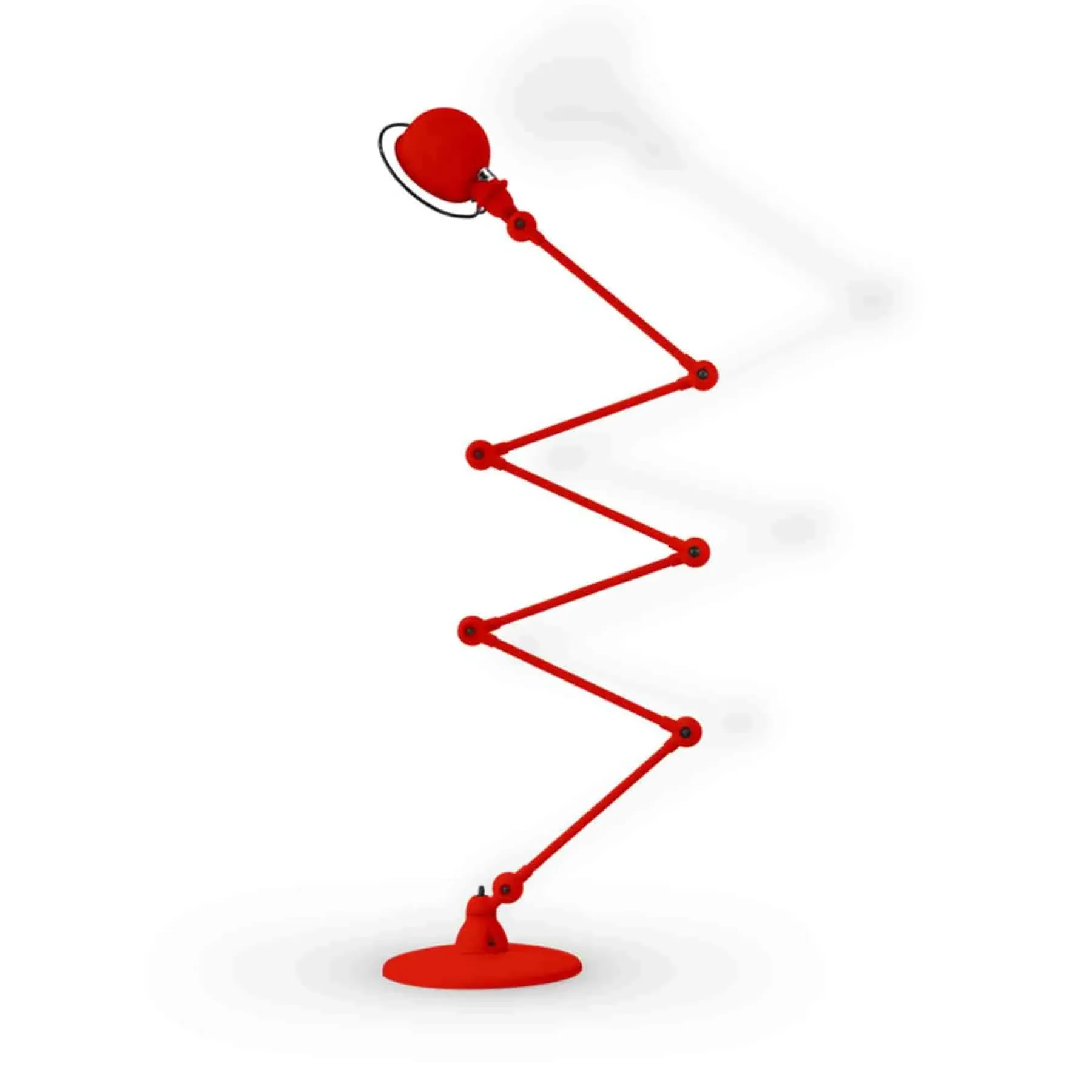 Six Arm Floor Lamp - Red, Matt Steel