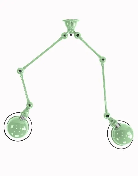 Twin Ceiling Light with Adjustable Arms - Green