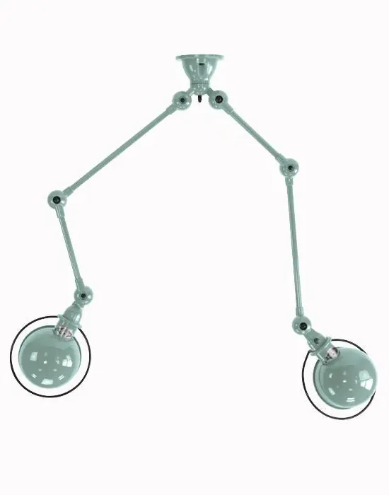 Twin Ceiling Light with Adjustable Arms - Green