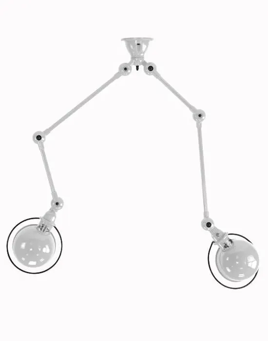 Twin Ceiling Light with Adjustable Arms - Grey