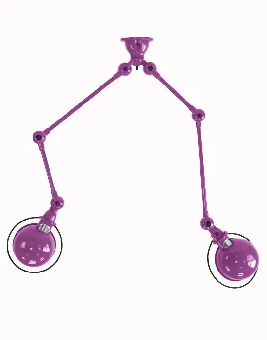 Twin Ceiling Light with Adjustable Arms - Purple
