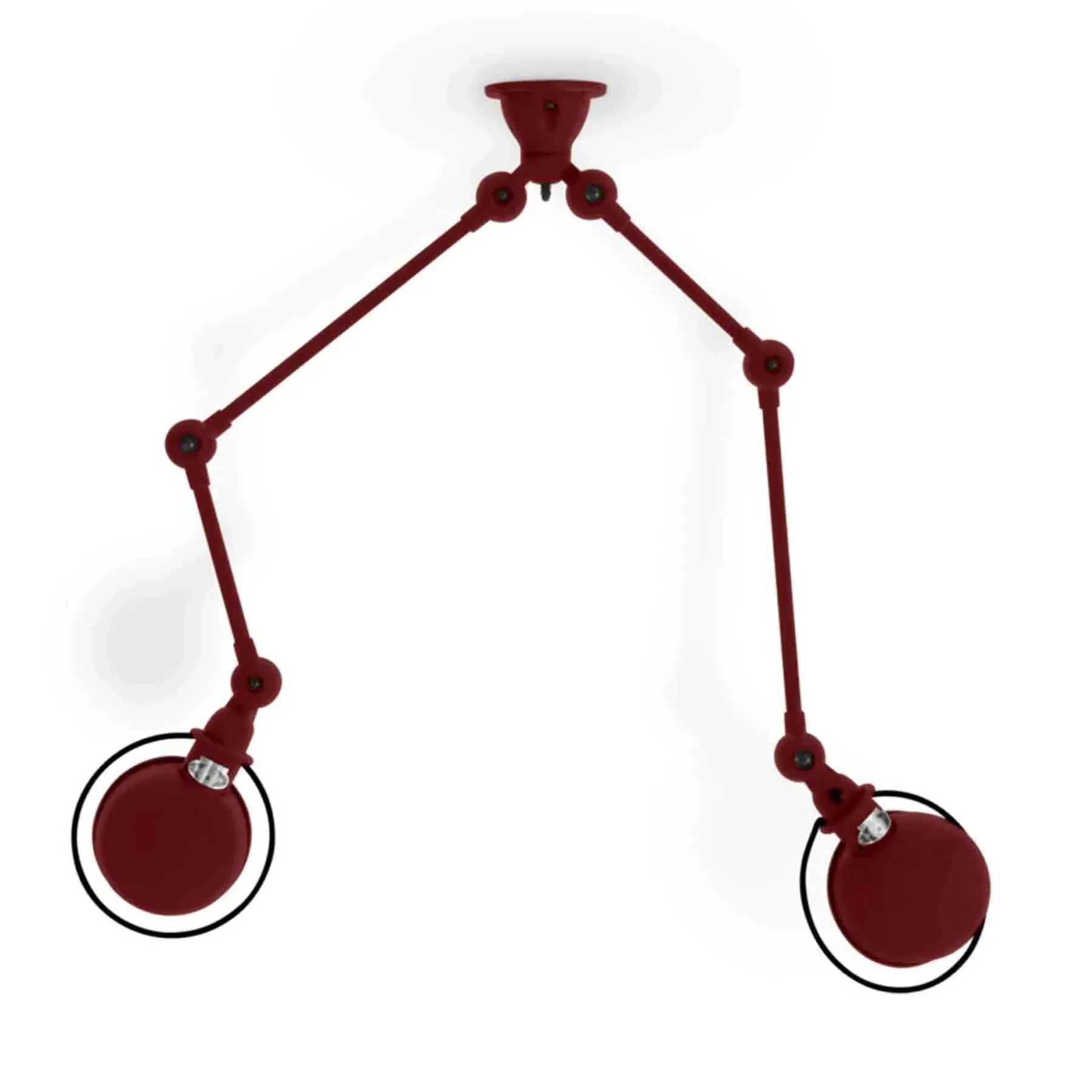 Twin Ceiling Light with Adjustable Arms - Red