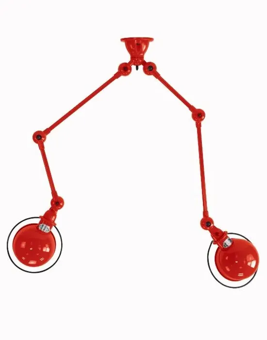 Twin Ceiling Light with Adjustable Arms - Red