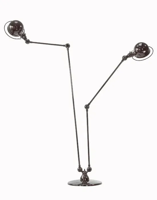 Twin Floor Lamp - Burgundy, Gloss Steel