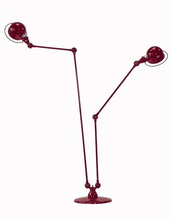 Twin Floor Lamp - Burgundy, Gloss Steel